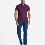 Maroon Cotton Short Sleeve Polo Shirt