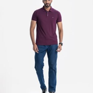 Maroon Cotton Short Sleeve Polo Shirt