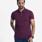 Maroon Cotton Short Sleeve Polo Shirt