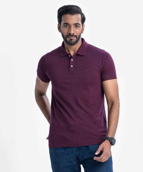 Maroon Cotton Short Sleeve Polo Shirt