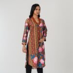 Womens Brown Printed Kurti