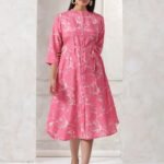 Latest peach printed cotton kurti