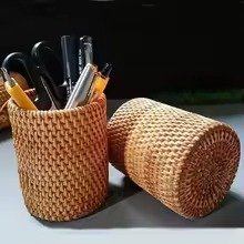 1pc Household Rattan Organizer Chopsticks Shovel Spoons Dinner Knives Forks Tableware Storage Box Storage Baskets