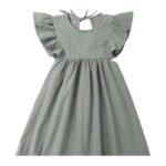 Fashion Girls Summer Solid Color Cotton Linen Side Pocket Halter Dress