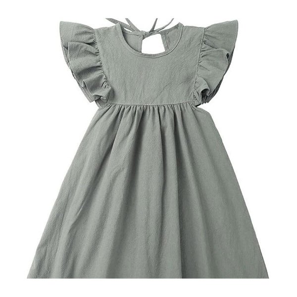 Fashion Girls Summer Solid Color Cotton Linen Side Pocket Halter Dress