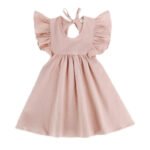 Fashion Girls Summer Solid Color Cotton Linen Side Pocket Halter Dress