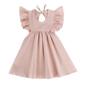 Fashion Girls Summer Solid Color Cotton Linen Side Pocket Halter Dress