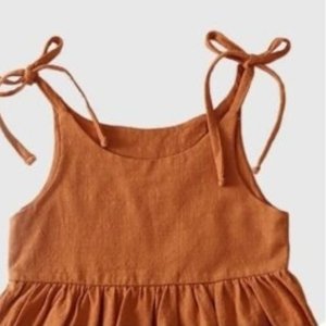 Fashion Girls Summer Solid Color Cotton Linen Side Pocket Halter Dress